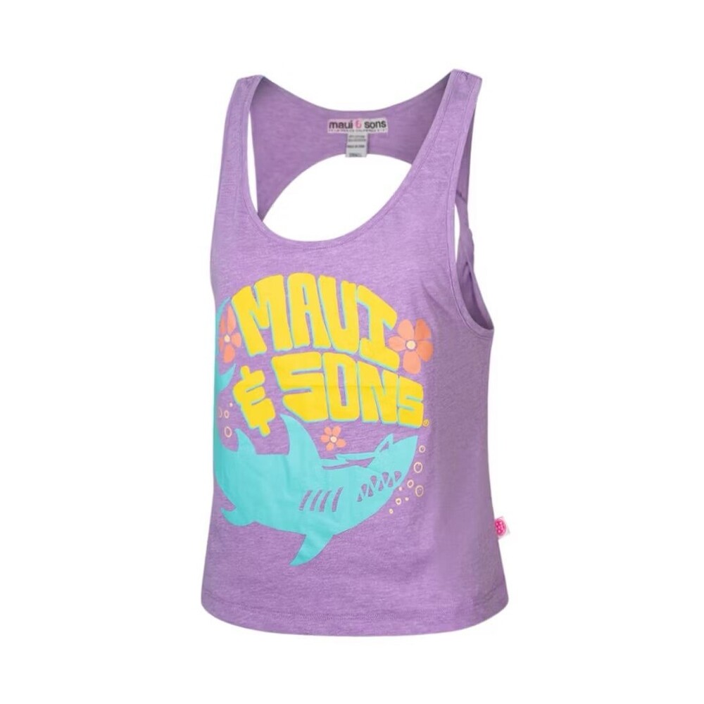 Maui & Sons Women's Summer Novelty Shark Twisted Open Racerback Tank Top S